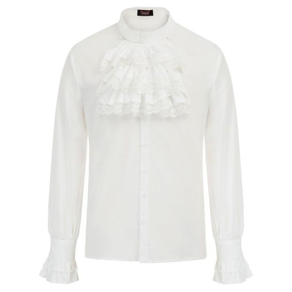 fall men's gothic steampunk long sleeve shirts party wedding retro classic solid stand collar jabot decorated shirt blouse, White;black
fall men's gothic steampunk long sleeve shirts party wedding retro classic solid stand collar jabot decorated shirt blouse, White;black