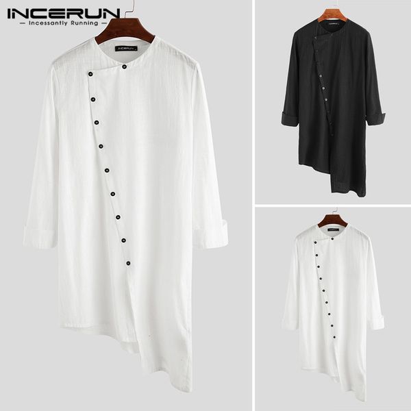 incerun retro casual men irregular shirt cotton 2019 loose long sleeve button vintage long shirts solid men clothes s-5xl, White;black
incerun retro casual men irregular shirt cotton 2019 loose long sleeve button vintage long shirts solid men clothes s-5xl, White;black