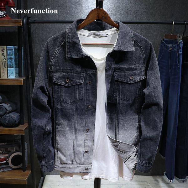 new men vintage gradient black and white slim denim jacket streetwear hip hop casual motorcycle jeans jackets coat outerwear, Black;brown
new men vintage gradient black and white slim denim jacket streetwear hip hop casual motorcycle jeans jackets coat outerwear, Black;brown