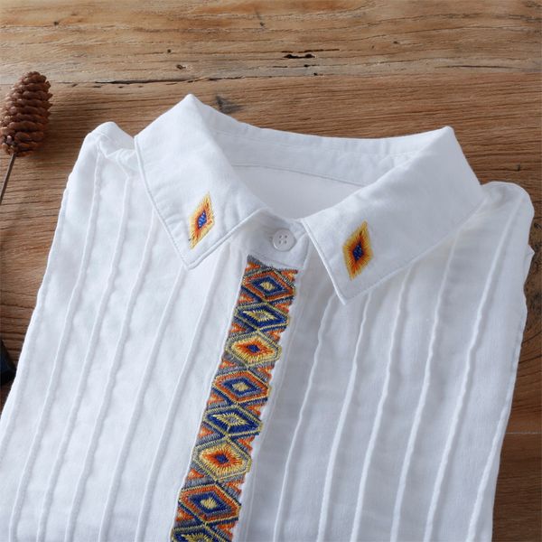 small fresh embroidered cotton shirts literary double cotton shirt mori girl a3824, White
small fresh embroidered cotton shirts literary double cotton shirt mori girl a3824, White