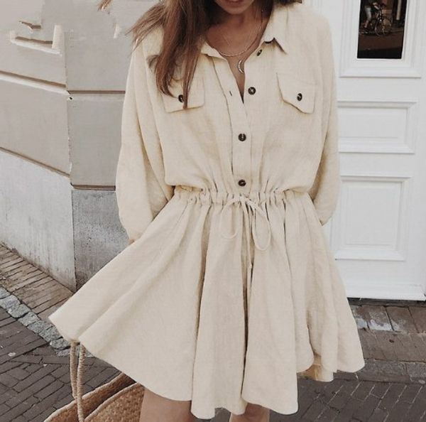 Februaryfrost Vintage Elegant Women Mini Shirt Dress Casual Lantern Sleeve Short Dress Turndown Collar Lace Up Linen Female Dresses
Februaryfrost Vintage Elegant Women Mini Shirt Dress Casual Lantern Sleeve Short Dress Turndown Collar Lace Up Linen Female Dresses