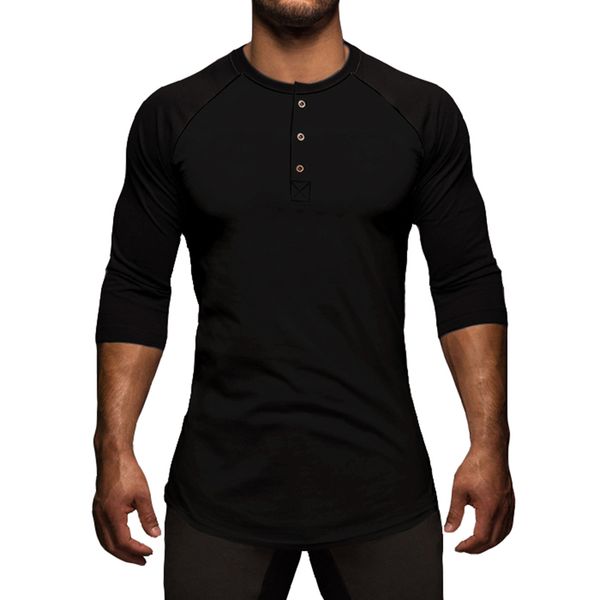 men's tees solid three quater tee shirt henley collar stylish streetwear tee shirt basic fashion swag tshirt male clothes tee s-xl, White;black
men's tees solid three quater tee shirt henley collar stylish streetwear tee shirt basic fashion swag tshirt male clothes tee s-xl, White;black