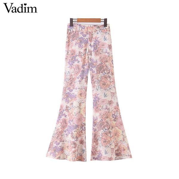 vadim women elegant pink floral flare pants back elastic waist zipper pockets female full length trousers pantalones kb065, Black;white
vadim women elegant pink floral flare pants back elastic waist zipper pockets female full length trousers pantalones kb065, Black;white