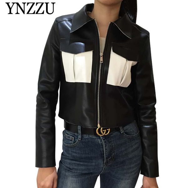 ynzzu chic contrast color women leather jackets loose caual short ladies pu outwear 2019 autumn long sleeve faux coat yo846, Black
ynzzu chic contrast color women leather jackets loose caual short ladies pu outwear 2019 autumn long sleeve faux coat yo846, Black