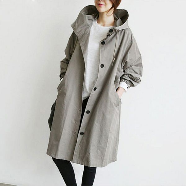 new female trench coat spring fall women costume loose british windbreaker medium long coat hooded casual outerwear k180, Tan;black
new female trench coat spring fall women costume loose british windbreaker medium long coat hooded casual outerwear k180, Tan;black