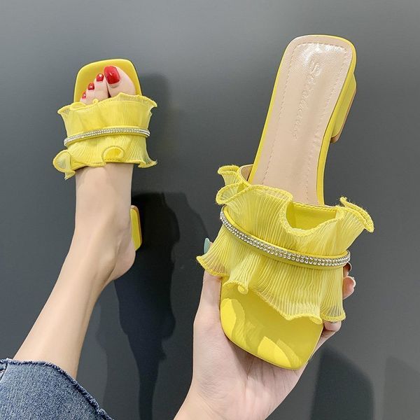 slippers candy colors chunky heel women ruffles slides summer pu leather open toe seaside vacation 2021, Black
slippers candy colors chunky heel women ruffles slides summer pu leather open toe seaside vacation 2021, Black