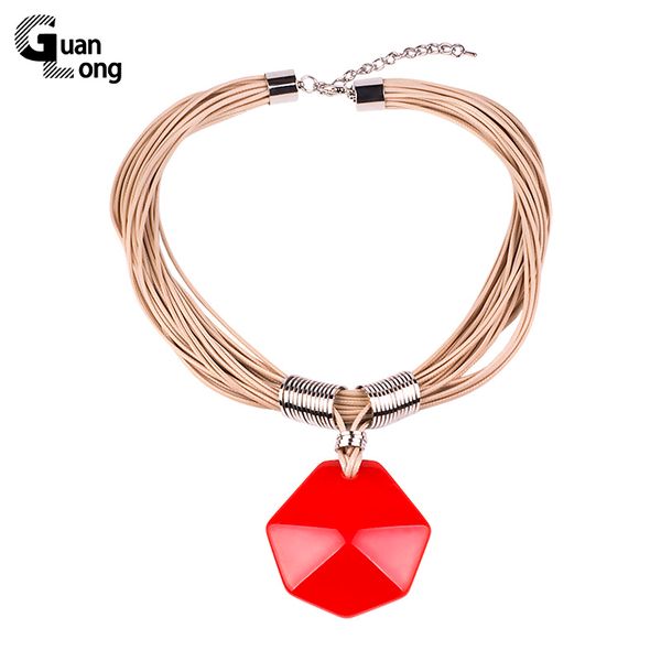 guanlong geometric resin pendant wrap leather cord necklaces for women clothing accessories jewelry, Silver 
guanlong geometric resin pendant wrap leather cord necklaces for women clothing accessories jewelry, Silver