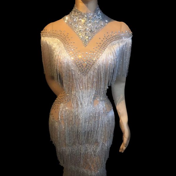 Christia Bella Sexy Tassels Crystal Bodycon Dress Women Singer Dj Costumes Party Celebration One Piece Dress Performance Wear
Christia Bella Sexy Tassels Crystal Bodycon Dress Women Singer Dj Costumes Party Celebration One Piece Dress Performance Wear