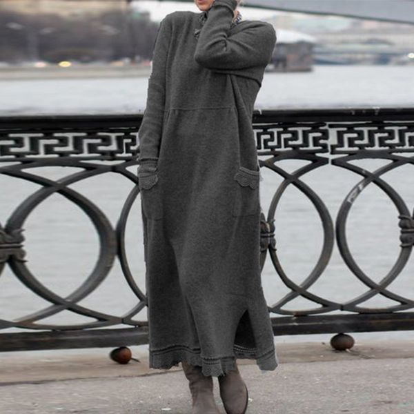 women's winter oversized crew neck knitwear long sleeve pocket dress pullover, Black;gray
women's winter oversized crew neck knitwear long sleeve pocket dress pullover, Black;gray