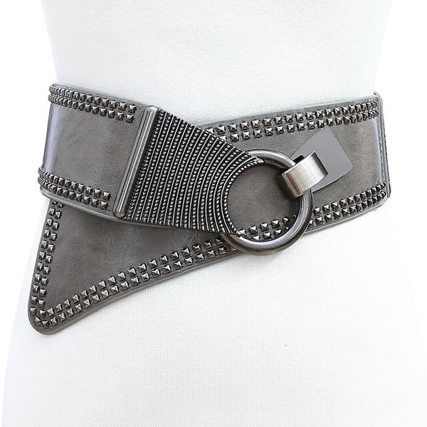 women punk ultra wide belt elastic slim corset body shaper black faux leather retro rivet waist belt cummerbund waist band y191130, Slivery;black
women punk ultra wide belt elastic slim corset body shaper black faux leather retro rivet waist belt cummerbund waist band y191130, Slivery;black