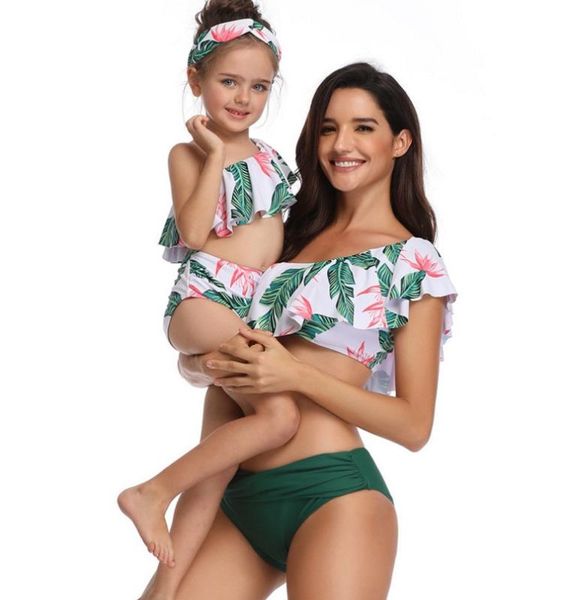 family matching mommy and me two pieces swimwear bikini set girls swimsuits women ruffle bathing suit, White;black
family matching mommy and me two pieces swimwear bikini set girls swimsuits women ruffle bathing suit, White;black