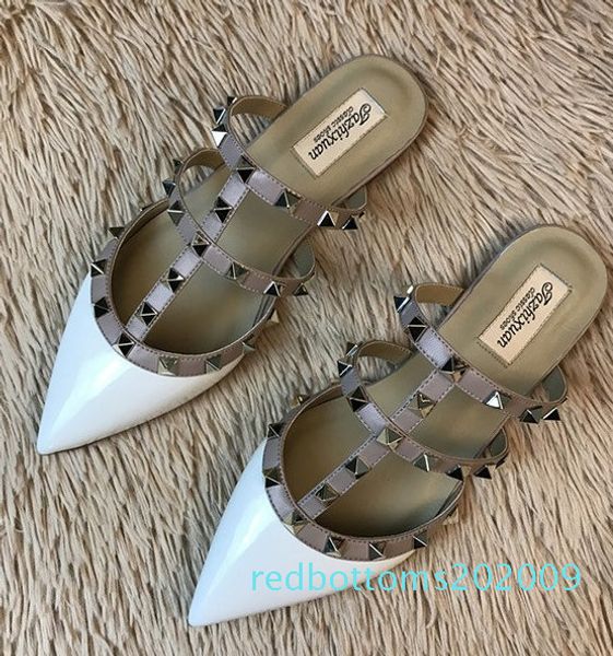 2019 ladies patent leather high heel pillage pointed toes slippers sandals rivets wedding party white with beige 34-42 r9, Black
2019 ladies patent leather high heel pillage pointed toes slippers sandals rivets wedding party white with beige 34-42 r9, Black