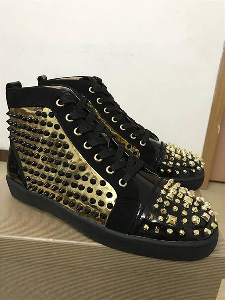 luxury designer pik pik golden spikes sneaker ,red bottom shoes luxury designer high men's rivets leisure flats with box eu35-46, Black
luxury designer pik pik golden spikes sneaker ,red bottom shoes luxury designer high men's rivets leisure flats with box eu35-46, Black