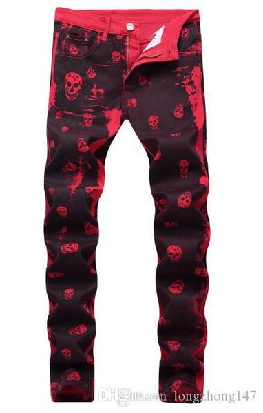 men biker jeans straight print pattern jeans red camouflage skull trousers elasticity pants man's pencil rippid pants casual fashion je, Blue
men biker jeans straight print pattern jeans red camouflage skull trousers elasticity pants man's pencil rippid pants casual fashion je, Blue