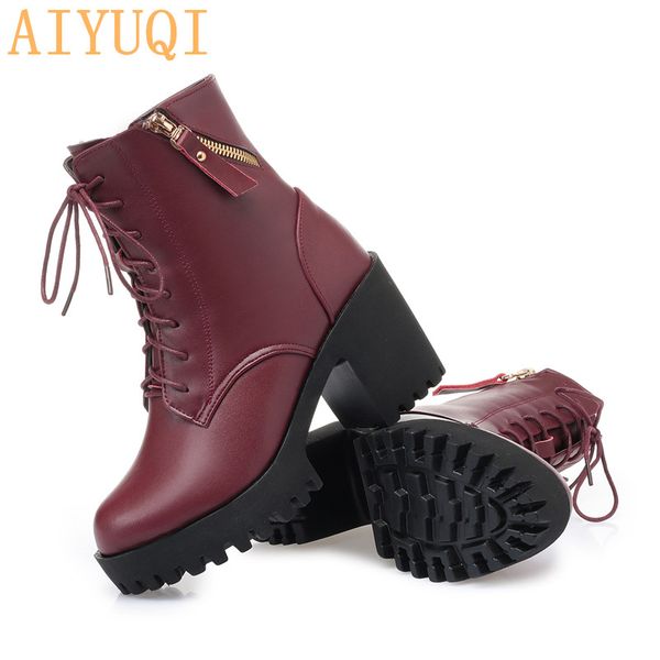 aiyuqi 2019 new winter women boots genuine leather high heel thick heel platform warm wool boots wedding shoes red, Black
aiyuqi 2019 new winter women boots genuine leather high heel thick heel platform warm wool boots wedding shoes red, Black