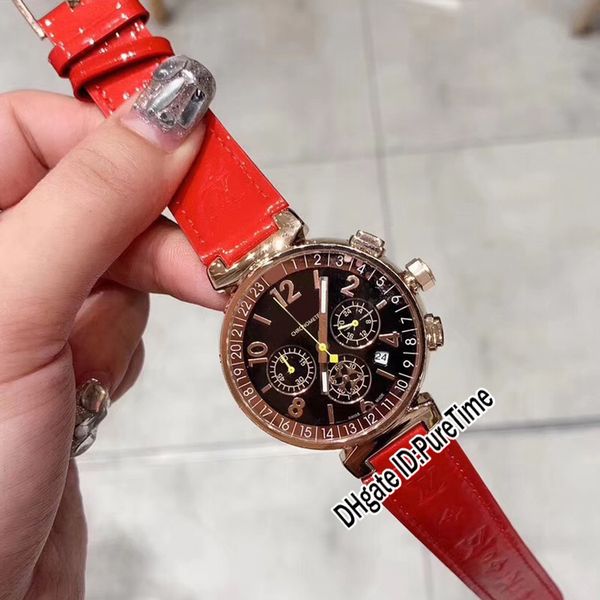 new rose gold black dial japan quartz chronograph womens watch red leather strap lady ladies watches satch puretime f03b2, Slivery;brown
new rose gold black dial japan quartz chronograph womens watch red leather strap lady ladies watches satch puretime f03b2, Slivery;brown