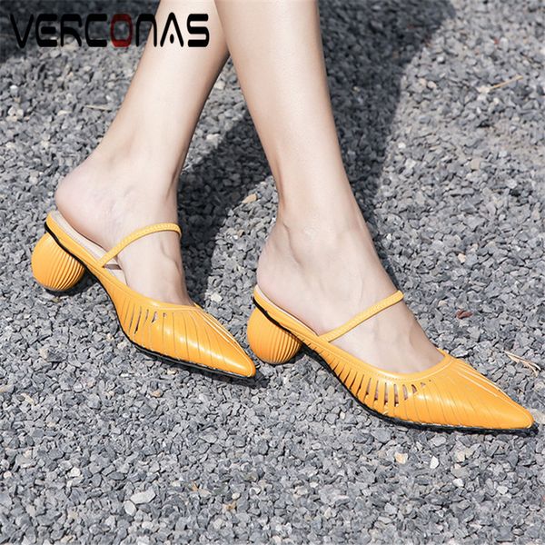 verconas 2020 new arrival woman sandals cow leather woman pumps summer casual shoes mules pointed toe strange heeled shoes, Black
verconas 2020 new arrival woman sandals cow leather woman pumps summer casual shoes mules pointed toe strange heeled shoes, Black
