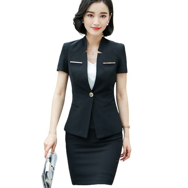 new elegant women skirt suit business summer formal fashion v neck slim blazer and skirt office ladies plus size work wear, White;black
new elegant women skirt suit business summer formal fashion v neck slim blazer and skirt office ladies plus size work wear, White;black