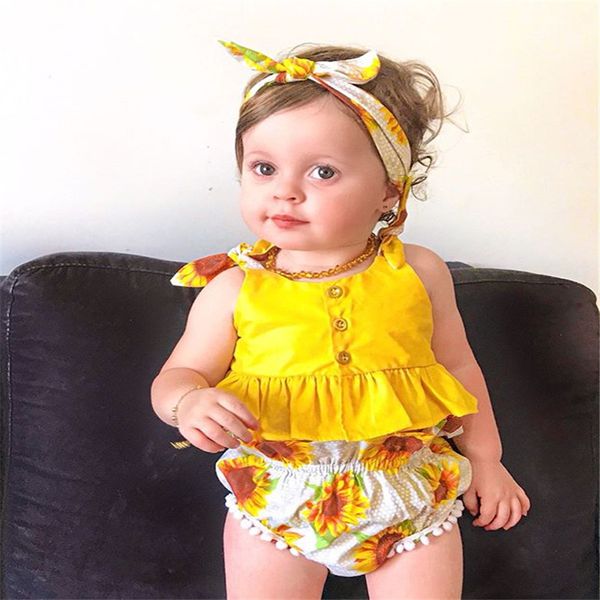 sunflower 3pcs set ruffle bow crop button design ruffle + tassel shorts +headband kids clothes girl summer outfit, White
sunflower 3pcs set ruffle bow crop button design ruffle + tassel shorts +headband kids clothes girl summer outfit, White