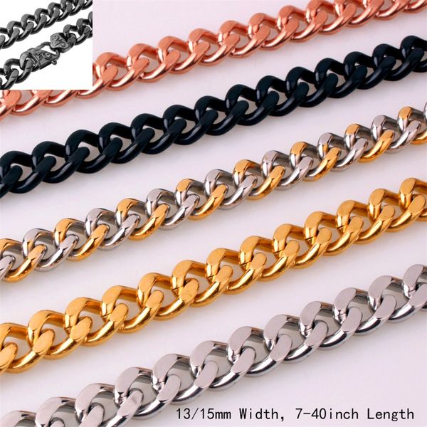 width 13/15mm popular necklace jewelry for men women stainless steel curb cuban necklace or bracelet 7-40 inches length, Silver
width 13/15mm popular necklace jewelry for men women stainless steel curb cuban necklace or bracelet 7-40 inches length, Silver