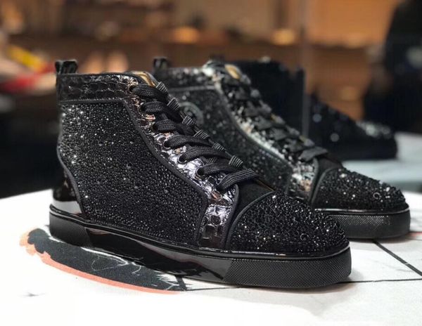 with boxeswedding designers brand men red sole sneaker suede/leather gold strass louflat highsneaker winter men women fash, Black
with boxeswedding designers brand men red sole sneaker suede/leather gold strass louflat highsneaker winter men women fash, Black