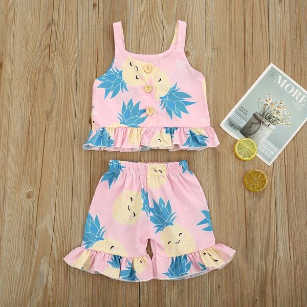 girls clothing suit suspenders vest/shorts pineapple print ruffle floral shorts cotton blend cute sweet style party, White
girls clothing suit suspenders vest/shorts pineapple print ruffle floral shorts cotton blend cute sweet style party, White