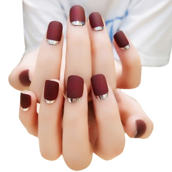 new 24pcs french acrylic false nail tips matte metal edge fake nails sticker with 2g glue manicure art for false nails, Black
new 24pcs french acrylic false nail tips matte metal edge fake nails sticker with 2g glue manicure art for false nails, Black