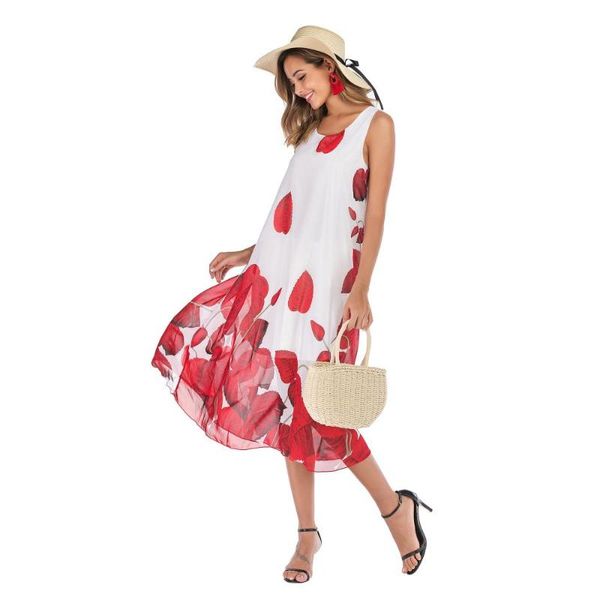 plus size ladies dress new chiffon floral dress summer suspender loose printed women, Black;gray
plus size ladies dress new chiffon floral dress summer suspender loose printed women, Black;gray