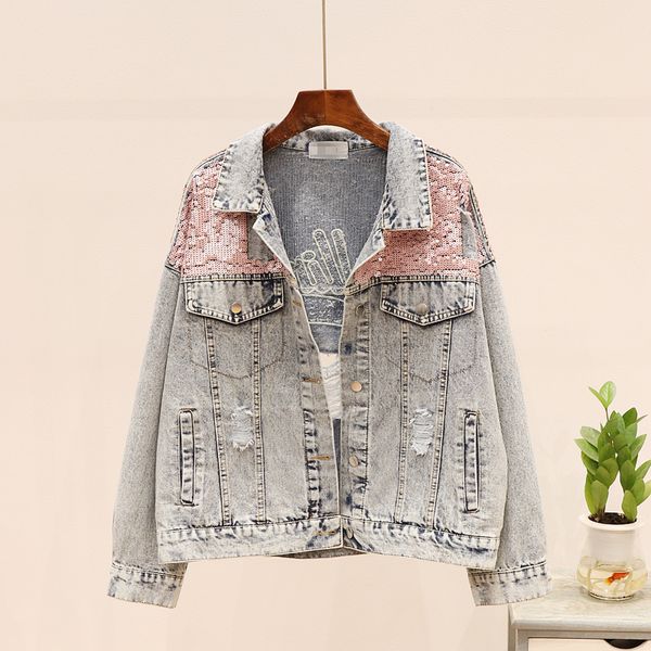 spring korean fashion hole letter sequins denim jacket women basic coat vintage loose jeans jacket outerwear female streetwear, Black;brown
spring korean fashion hole letter sequins denim jacket women basic coat vintage loose jeans jacket outerwear female streetwear, Black;brown