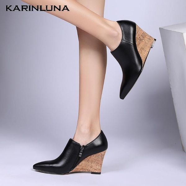 karin 2020 new arrivals genuine leather women pumps high wedges pointed toe zip summer dress woman shoes, Black
karin 2020 new arrivals genuine leather women pumps high wedges pointed toe zip summer dress woman shoes, Black