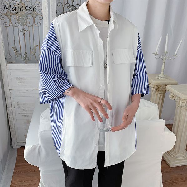 men shirts striped three quarter sleeve leisure chic fake two pieces mens harajuku street wear shirt plus size 2xl oversize new, White;black
men shirts striped three quarter sleeve leisure chic fake two pieces mens harajuku street wear shirt plus size 2xl oversize new, White;black