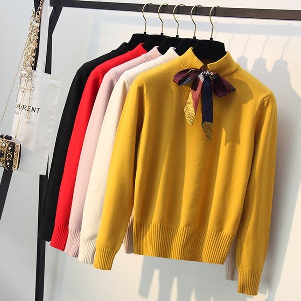 preppy knotted decoration bowtie women pullover sweater autumn winter long sleeve school girl sweaters knitted pull, White;black
preppy knotted decoration bowtie women pullover sweater autumn winter long sleeve school girl sweaters knitted pull, White;black