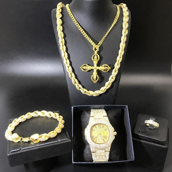 men gold watch hip hop men necklace watch & necklace & braclete ring combo set out cuban chain, Silver
men gold watch hip hop men necklace watch & necklace & braclete ring combo set out cuban chain, Silver
