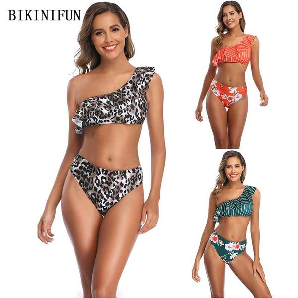 women's swimwear 2021 single shoulder swimsuit women leopard ruffled strap beachwear s-xl girl striped patchwork bikini set, White;black
women's swimwear 2021 single shoulder swimsuit women leopard ruffled strap beachwear s-xl girl striped patchwork bikini set, White;black