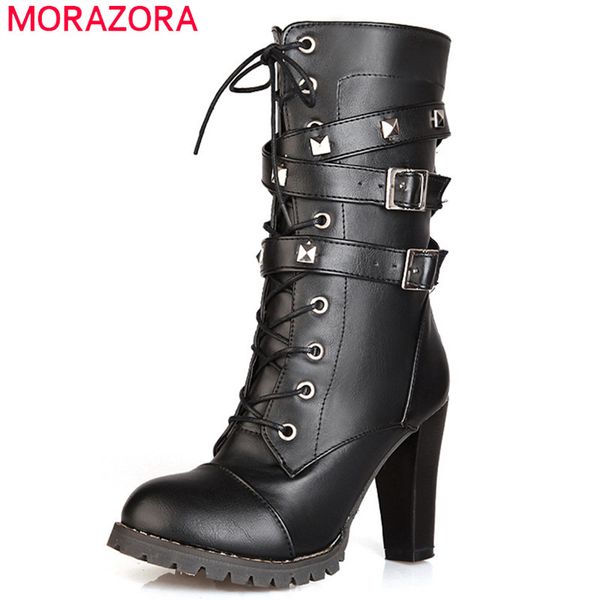 morazora 2020 new arrival women ankle boots round toe high heels shoes zip lace up rivet autumn winter boots female big size 48, Black
morazora 2020 new arrival women ankle boots round toe high heels shoes zip lace up rivet autumn winter boots female big size 48, Black