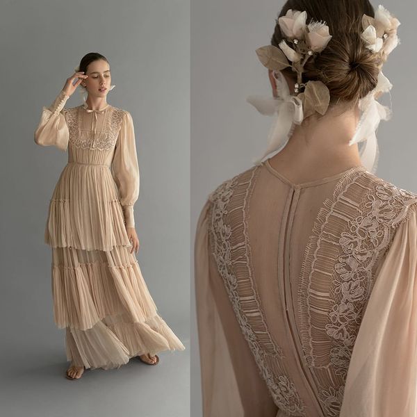 modern a line chana marelus wedding dresses jewel neck long sleeve tulle lace applique sash tiers wedding gowns ankle length robe de mariée, White
modern a line chana marelus wedding dresses jewel neck long sleeve tulle lace applique sash tiers wedding gowns ankle length robe de mariée, White