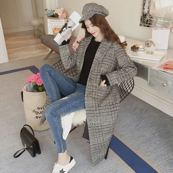 office lady long wool coat turn-down collar wool blend coat and jacket loose single button women coats autumn winter, Black
office lady long wool coat turn-down collar wool blend coat and jacket loose single button women coats autumn winter, Black