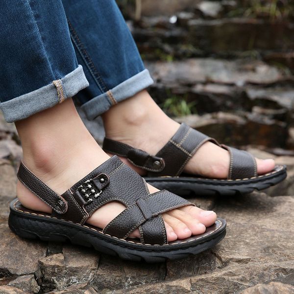 plus size solid slippers platform shoes men sandals casual genuine leather sandalias hombre non-slip basic sandals men's shoes, Black
plus size solid slippers platform shoes men sandals casual genuine leather sandalias hombre non-slip basic sandals men's shoes, Black