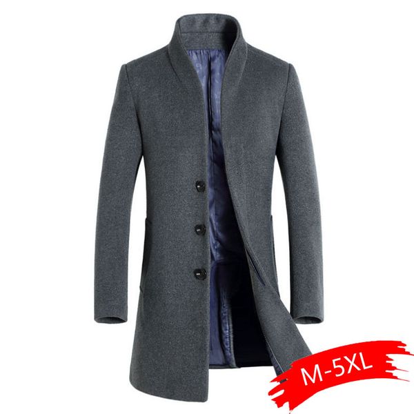 2019 autumn and winter new mens fashion boutique wool solid color casual long woolen windbreaker coat male standing collar coats, Black 
2019 autumn and winter new mens fashion boutique wool solid color casual long woolen windbreaker coat male standing collar coats, Black