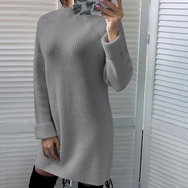 autumn solid knitted cotton sweater dresses women fashion loose o-neck pullover female knitted dress vestidos feminino, White;black 
autumn solid knitted cotton sweater dresses women fashion loose o-neck pullover female knitted dress vestidos feminino, White;black