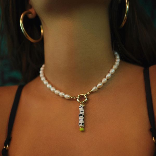 letter pearl colorful beaded necklace registrabile women short naszyjnik boho personality choker friendship gift jewelry, Black
letter pearl colorful beaded necklace registrabile women short naszyjnik boho personality choker friendship gift jewelry, Black