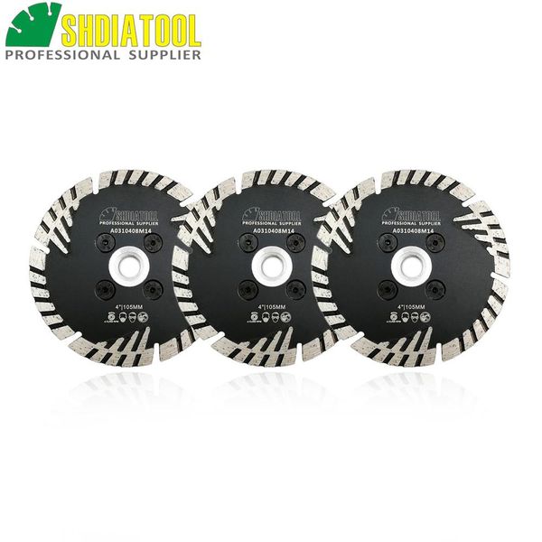 shdiatool 3pcs 105mm pressed diamond turbo blade with slant protection teeth 4" for stone concrete with m14 flange
shdiatool 3pcs 105mm pressed diamond turbo blade with slant protection teeth 4" for stone concrete with m14 flange