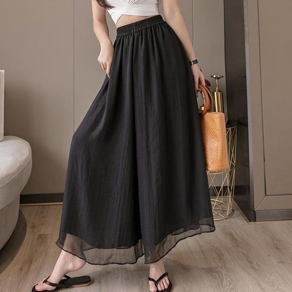 women casual wide leg chiffon pants 2020 summer high waist loose skirt trousers beach boho palazzo dance ankle length pants, Black;white
women casual wide leg chiffon pants 2020 summer high waist loose skirt trousers beach boho palazzo dance ankle length pants, Black;white