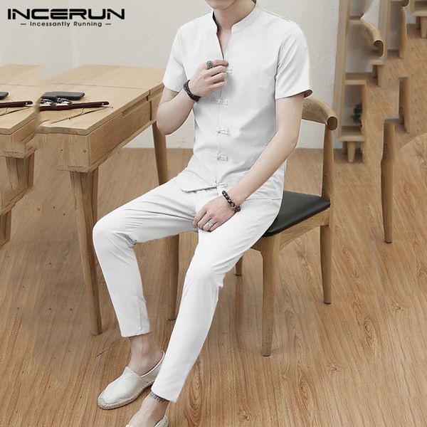 incerun chinese style men sets solid v neck short sleeve button retro shirt & pants cotton casual streetwear mens suit 2 pieces, Gray
incerun chinese style men sets solid v neck short sleeve button retro shirt & pants cotton casual streetwear mens suit 2 pieces, Gray