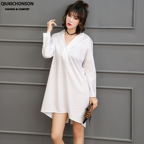 v neck korean style women white blouse back jag low high design spring summer casual long sleeve cotton plus size long shirts
v neck korean style women white blouse back jag low high design spring summer casual long sleeve cotton plus size long shirts