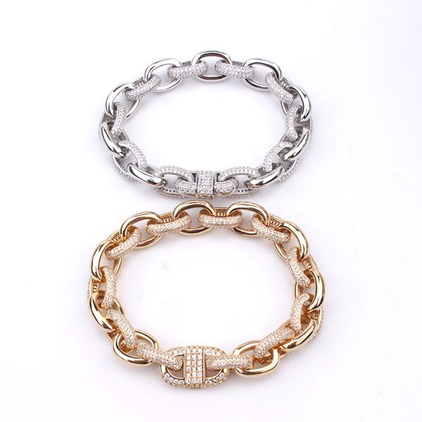 hip hop half cubic zirconia paved bling iced out o shape round link chain bangle bracelet for men rapper jewelry, Black
hip hop half cubic zirconia paved bling iced out o shape round link chain bangle bracelet for men rapper jewelry, Black