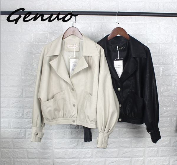 genuo fashion 2019 new fashion street faux leather jacket women casual loose batwing sleeve washed pu leather coat biker jackets, Black
genuo fashion 2019 new fashion street faux leather jacket women casual loose batwing sleeve washed pu leather coat biker jackets, Black