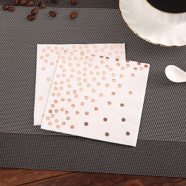 cocktail paper napkins stamped with rose gold foil polka dotwhite color paper napkin widely used in bar, coffee shops, party disposable
cocktail paper napkins stamped with rose gold foil polka dotwhite color paper napkin widely used in bar, coffee shops, party disposable