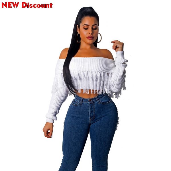 new women long sleeve off shoulder slash neck tassel short whtie knitted slash neck pullovers sweaters crop short sweater, White;black
new women long sleeve off shoulder slash neck tassel short whtie knitted slash neck pullovers sweaters crop short sweater, White;black