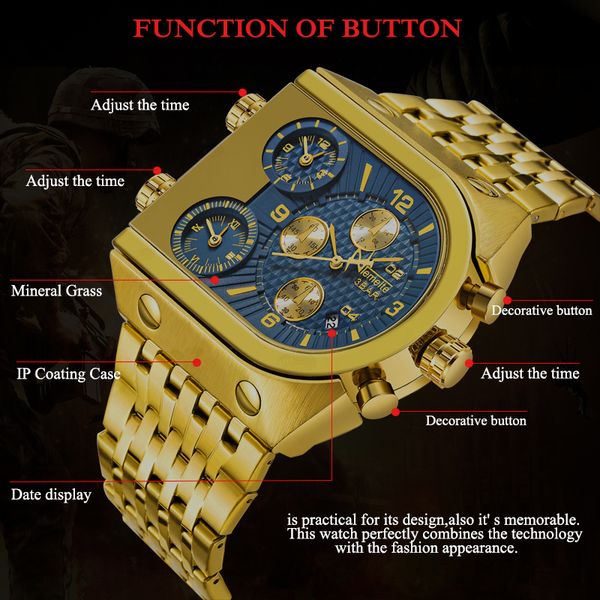 2022Temeite Top Brand Men's Big Dial 3 Time Zone Business Square Quartz Watches Men Military Waterproof Wristwatch Relogio Masculino, Black
2022Temeite Top Brand Men's Big Dial 3 Time Zone Business Square Quartz Watches Men Military Waterproof Wristwatch Relogio Masculino, Black